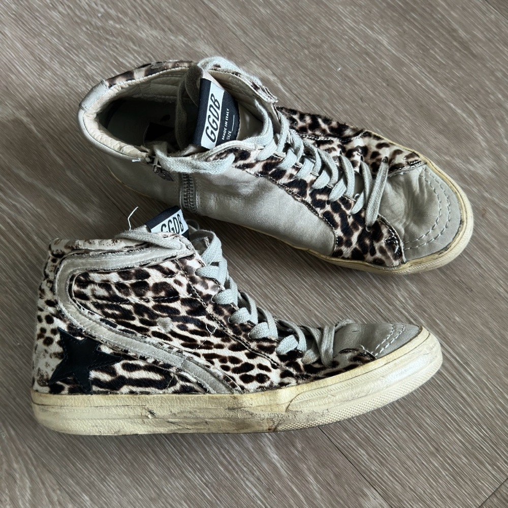 Golden Goose Leopard High Top Sneakers